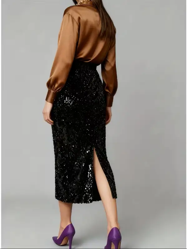 Flowy Sequin Velvet Skirt