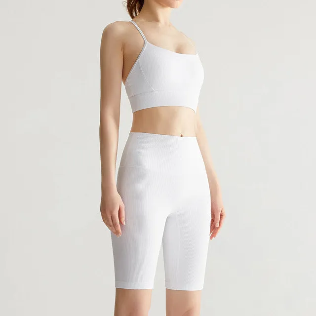 Backless Sleeveless Bra and Biker Shorts Active Set