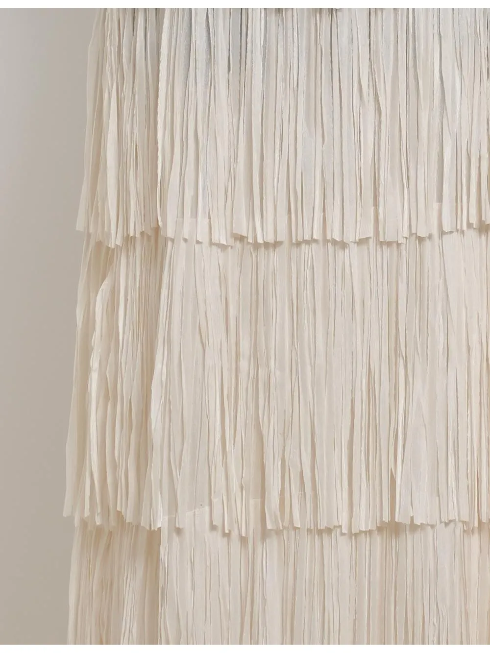 Fringe Solid Color Elastic Waist Midi Skirt