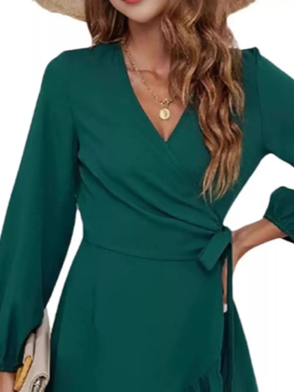 Ruffle Wrap Long Sleeve Dress Casual