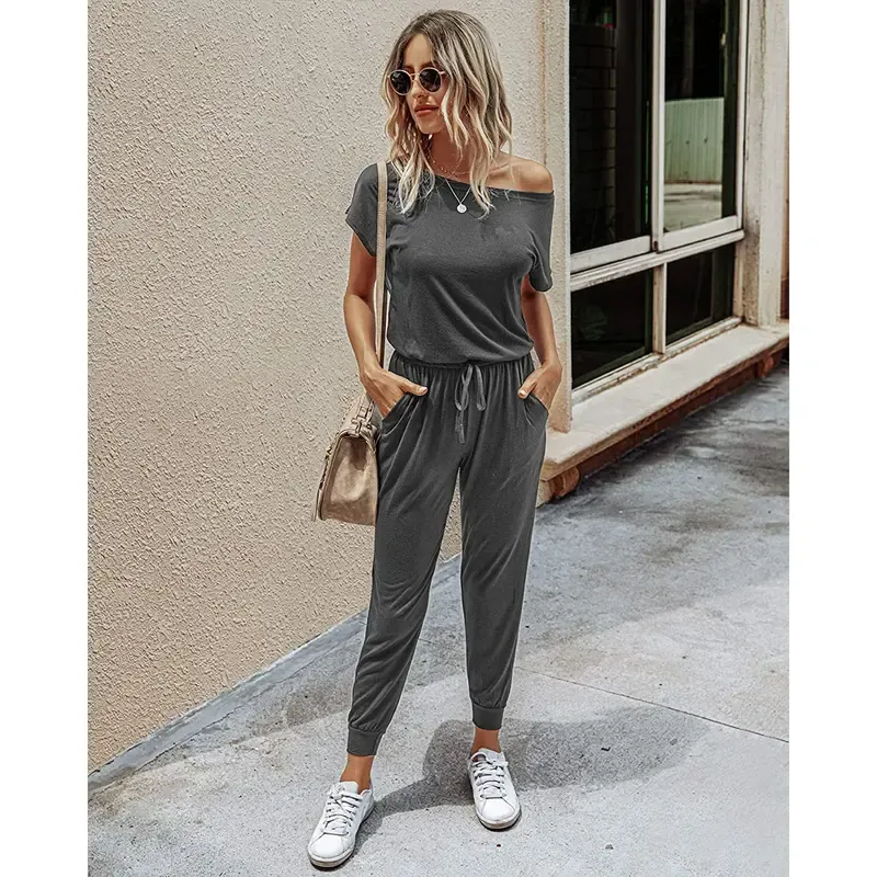 Women's EasyBreezy Off-Shoulder Jumpsuit – Adjustable Elastic Waist