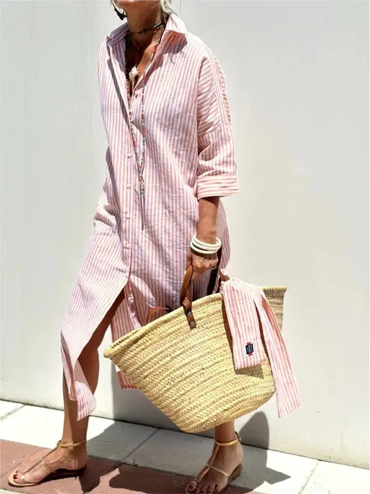 Elegant Refined Women's Shirt Midi Dress