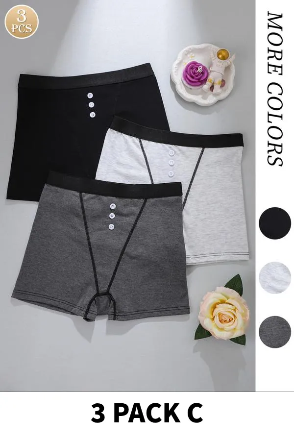 Women's Striped Print Boyshorts, Casual Comfy Breathable Panty for Daily Wear,
