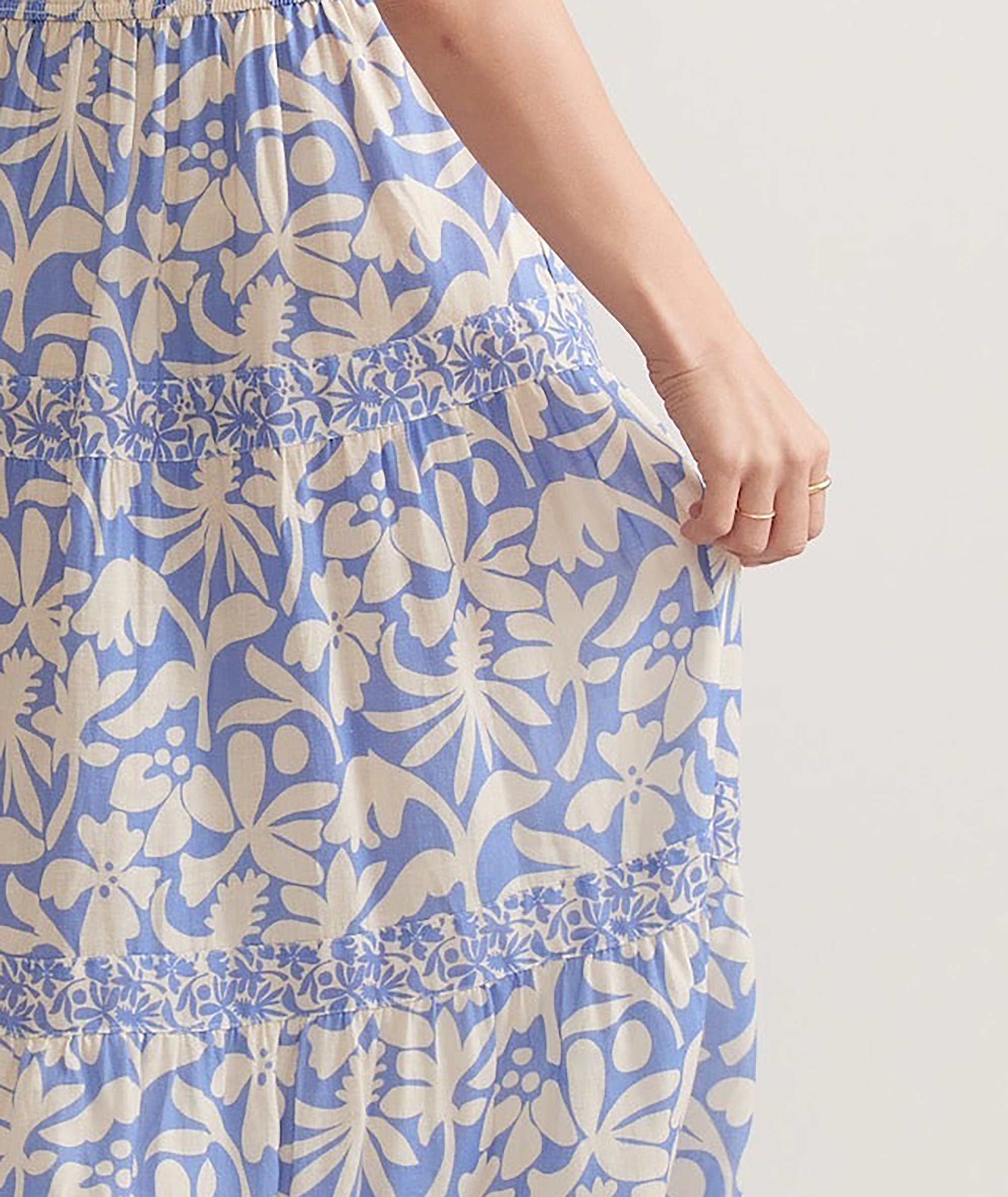 Blue Floral Print Midi Dress