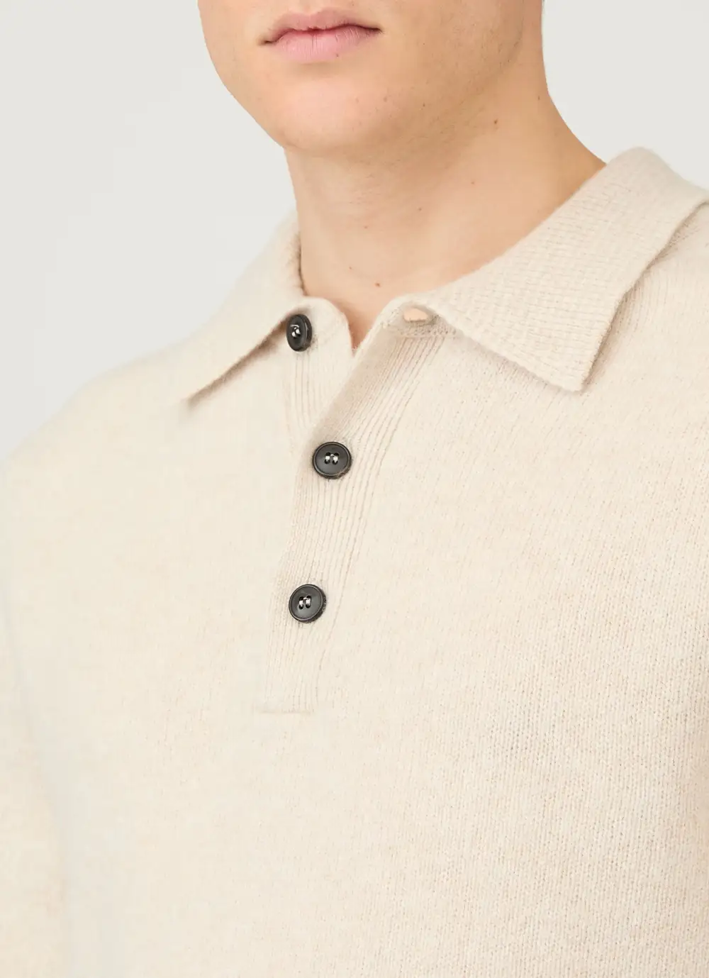 Modern Everyday Lambswool Knit Long Sleeve Polo Shirt