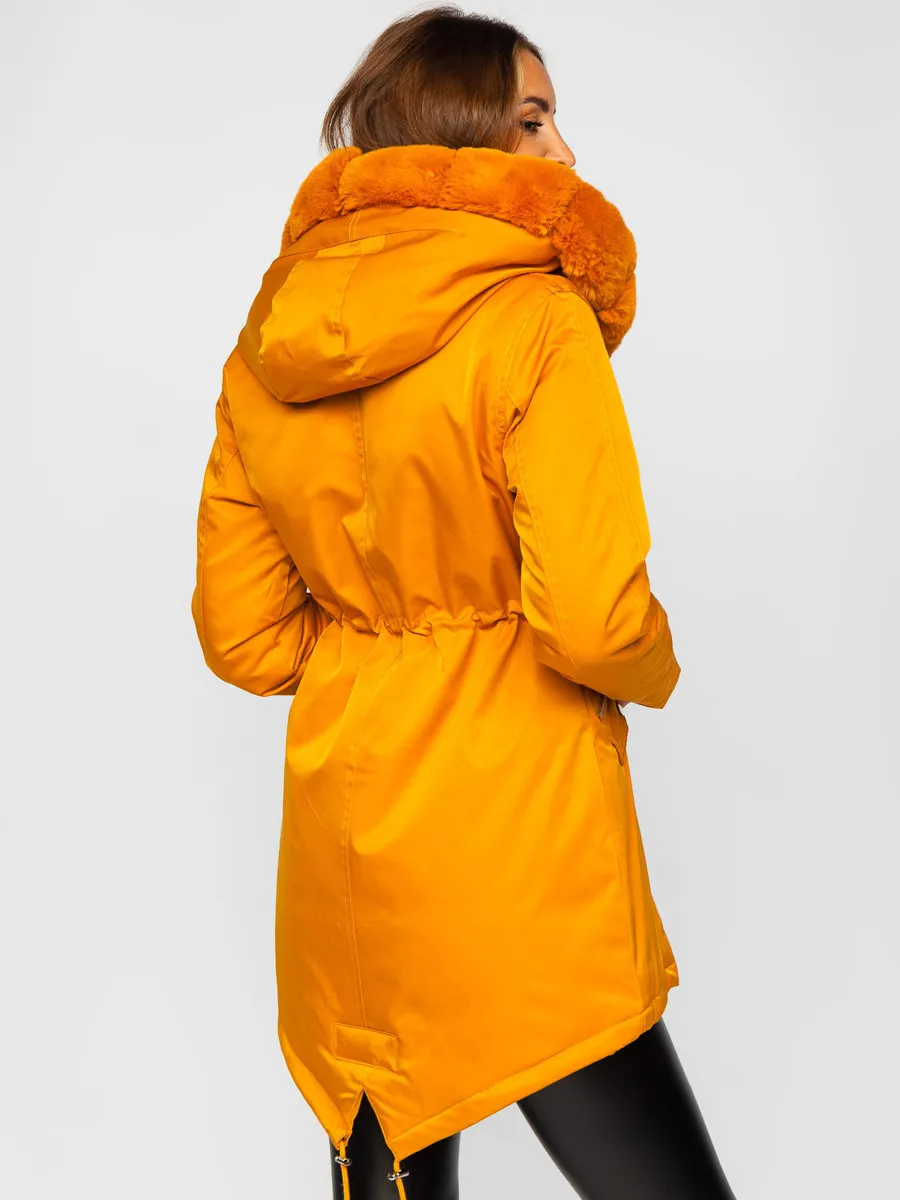 Camel women's winter parka with hood