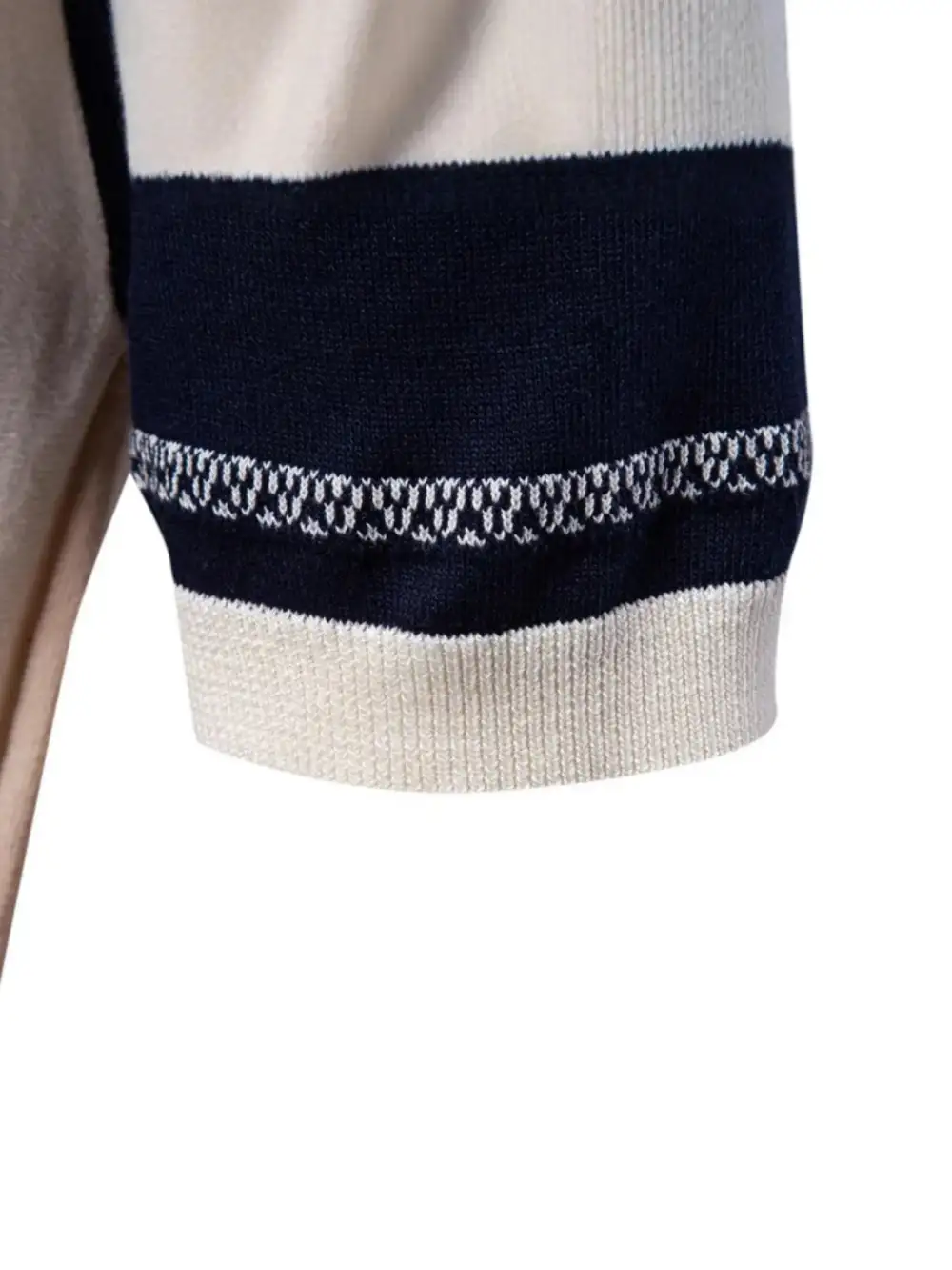 Striped Contrast-Stitch Knit Polo Shirt