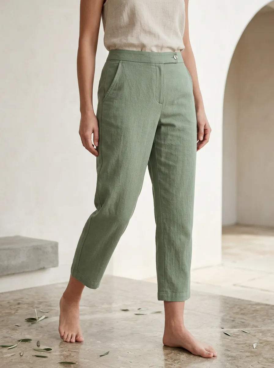 Everyday Linen Blend Utility Look Women's Cropped Pants