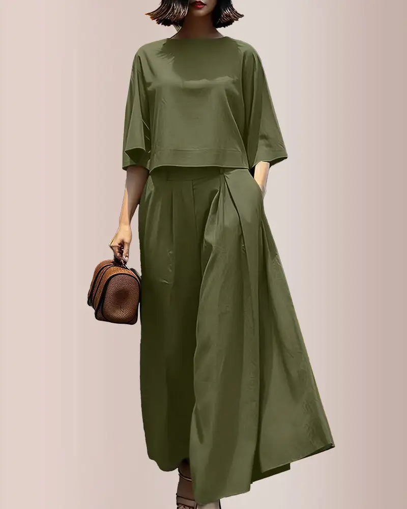 Effortless Drape Two-Piece Wide Leg Lounge Set