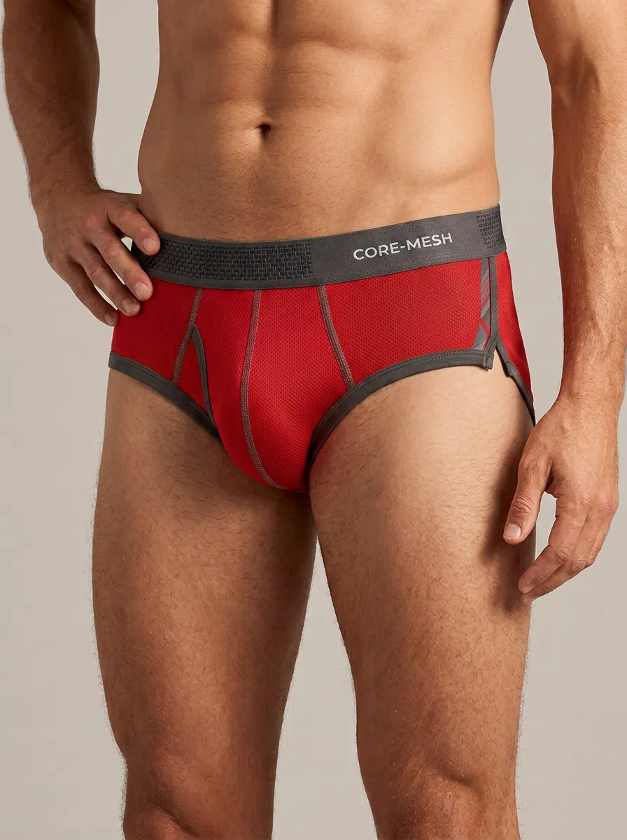 Men's Athletic Core-Mesh Breathable Printed Briefs