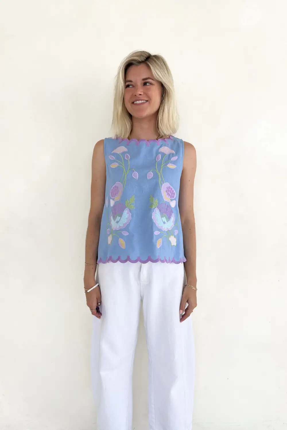 Floral Embroidered Sleeveless Top