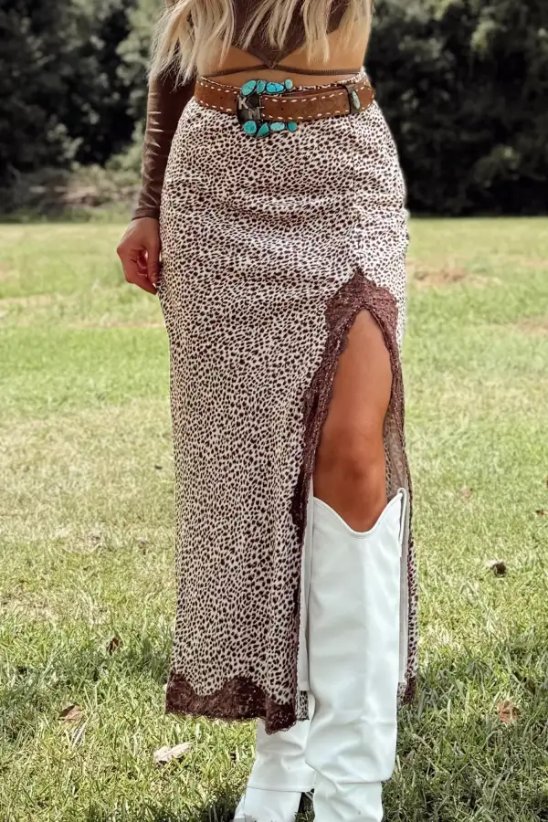 High Neck High Waist Lace Skirt