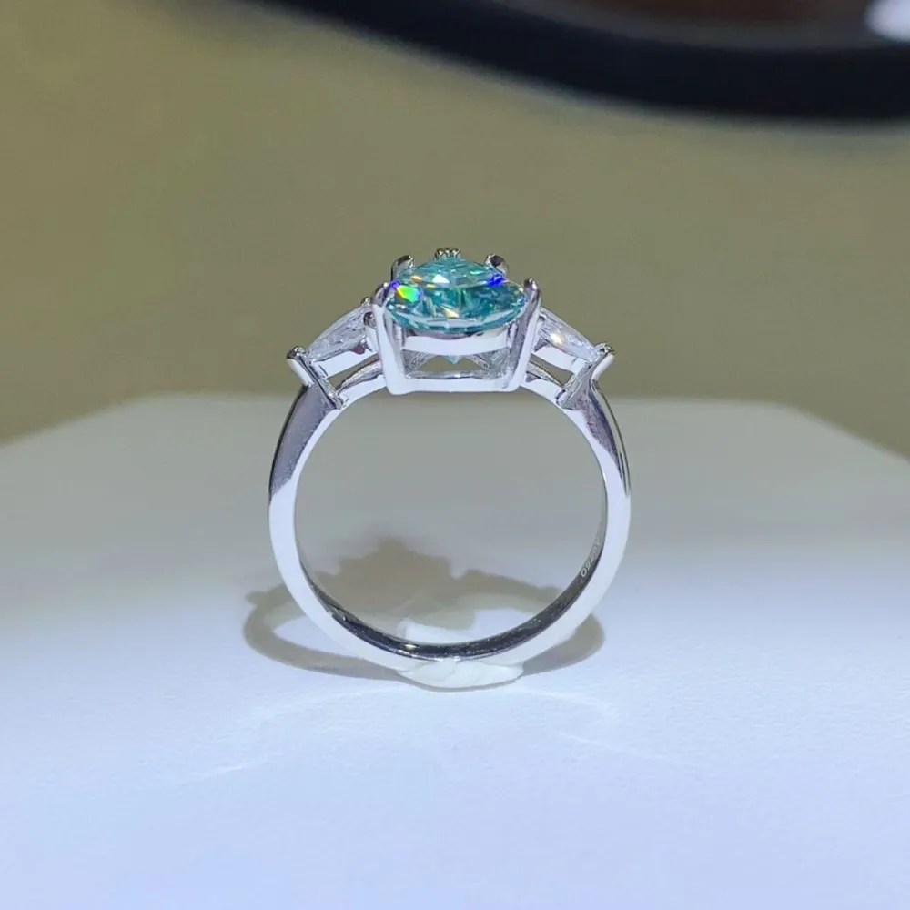 Platinum-Plated Sterling Moissanite Ring