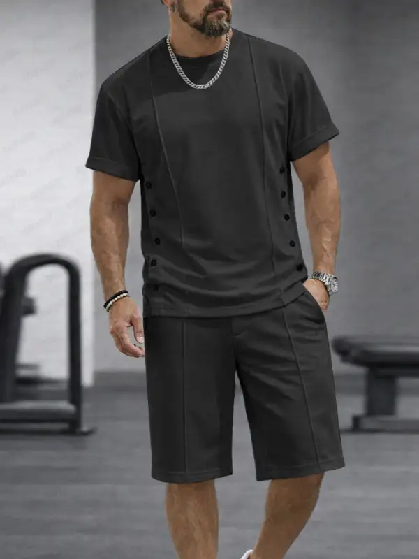 Athleisure Button Detail Shorts