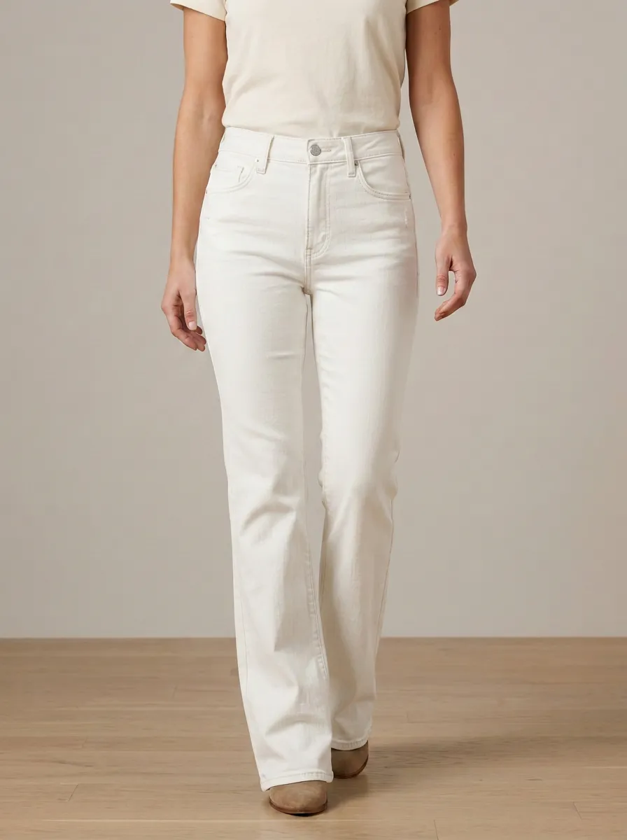 Streamlined High-Rise Slim Bootcut Distressed Denim Jeans