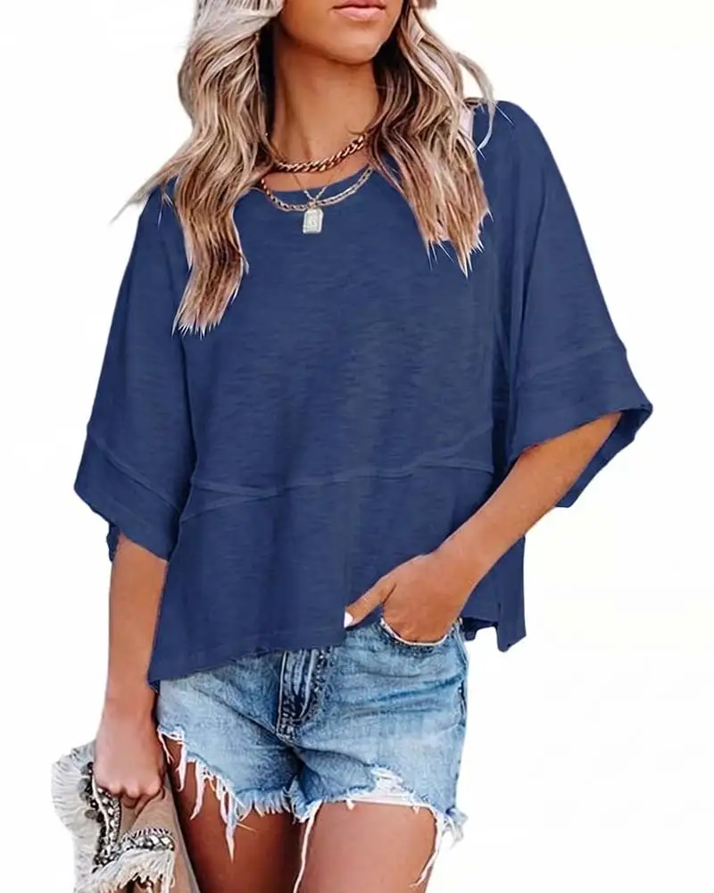 Women's Comfortable Slouchy Short Sleeve T-Shirts - Breathable & Roomy
