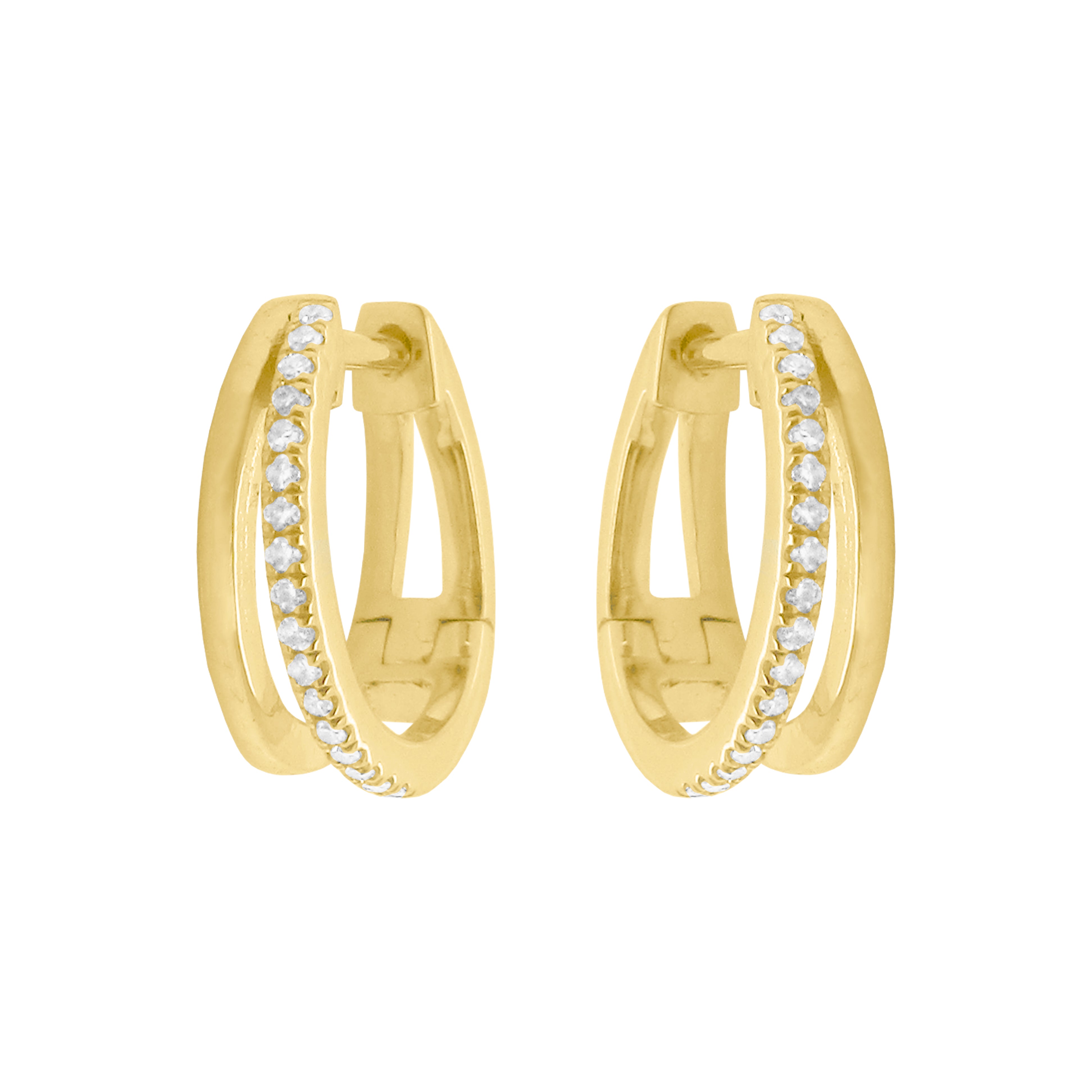 Refined Minimal Gem Detail Huggie Earrings