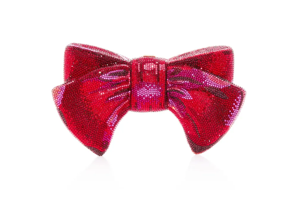 Whimsical Ribbon Bow Crystal Clutch