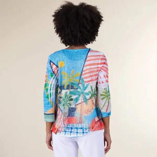 Tropical Boucle Mesh Tunic