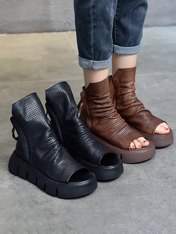 Urban Zip Cutout Platform Heeled Sandals