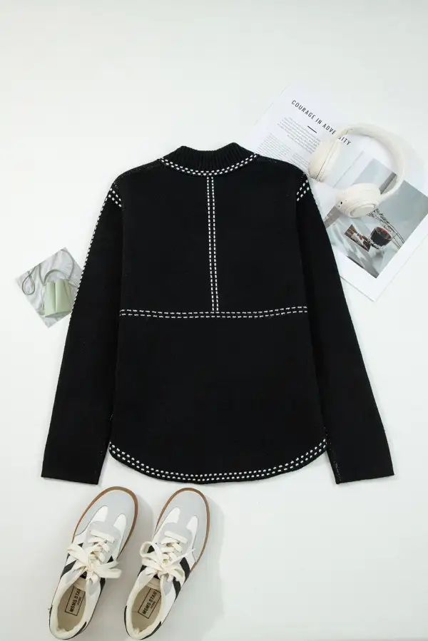 Contrast Trim Button Front Cardigan