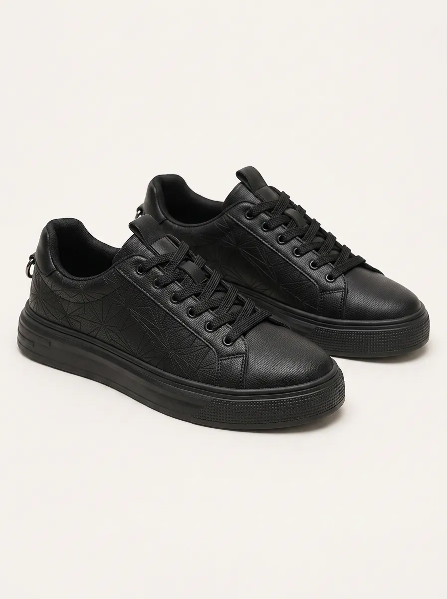 Men's Fresh Geometric Pattern Embossed Patterned Board Style Skate Shoes