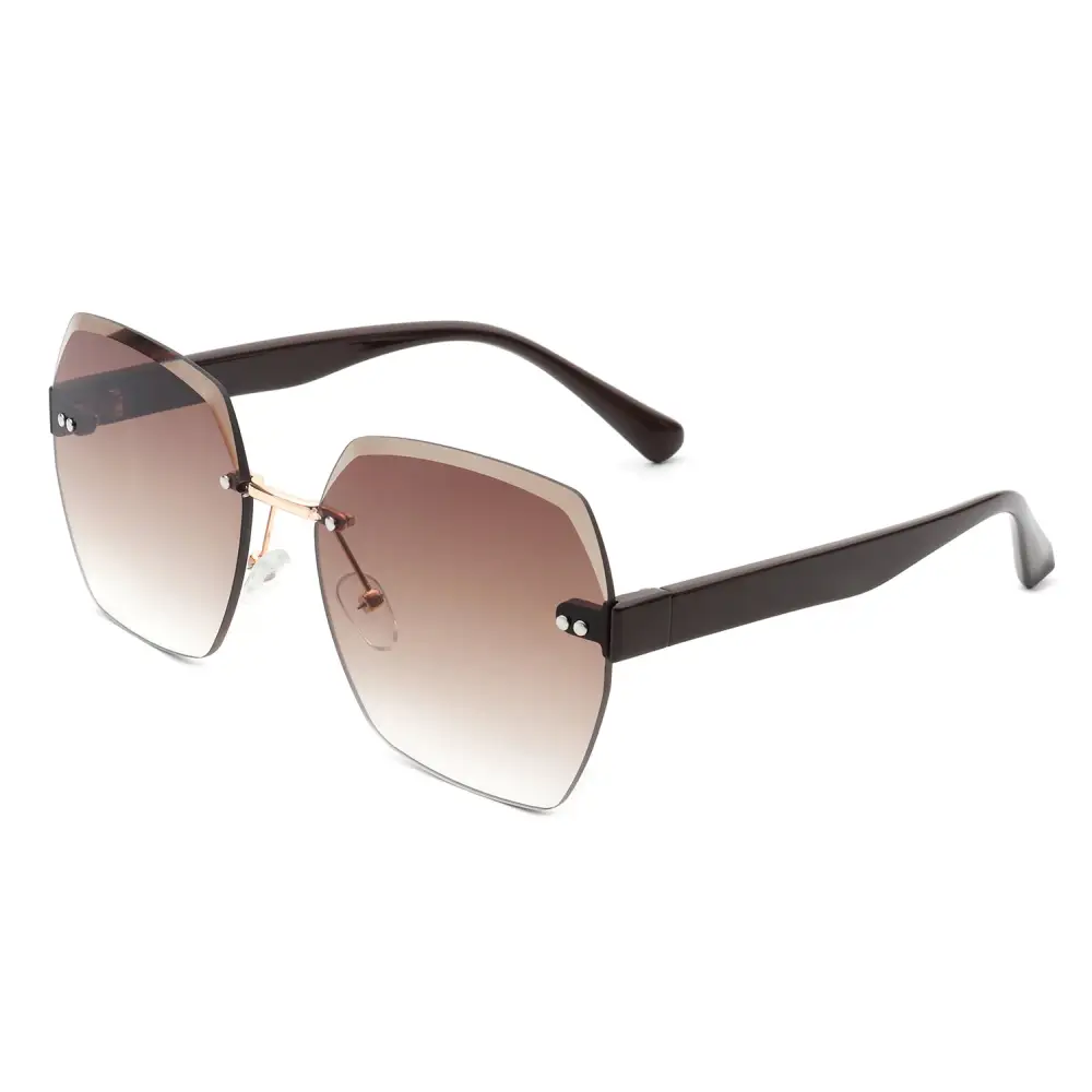 Rhinestone Square Rimless Frame Sunglasses