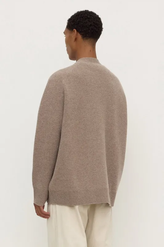 Brown Marled Wool Button Cardigan