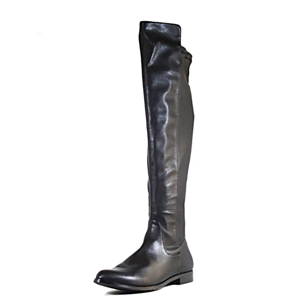 Faux Leather Zip Over The Knee Boots