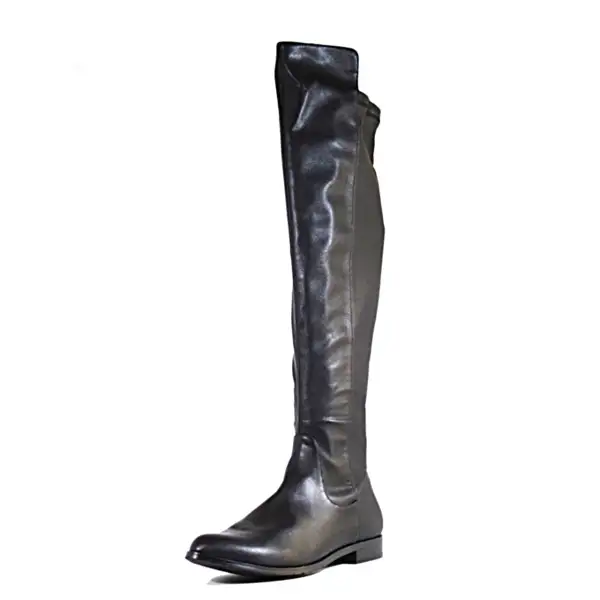 Faux Leather Zip Over The Knee Boots