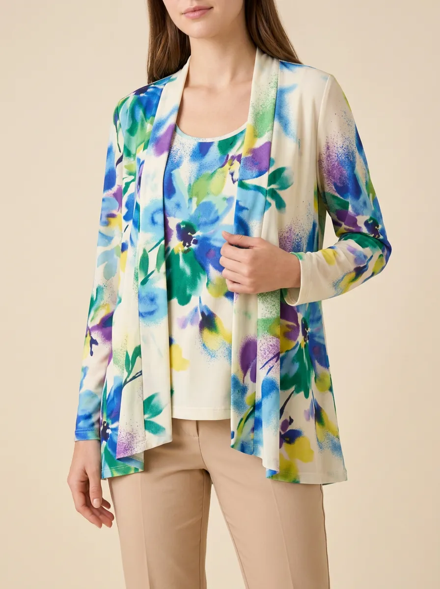 Women's Open-Front Cardigan Tank Top Set