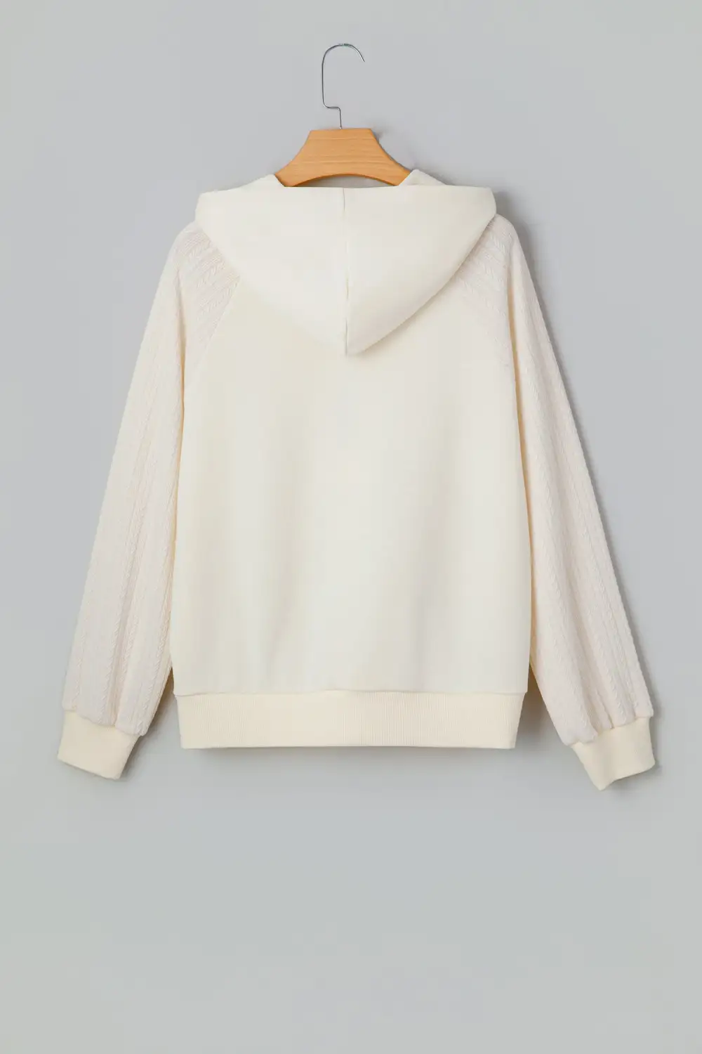 Patchwork Textured Zip Detail Hoodie