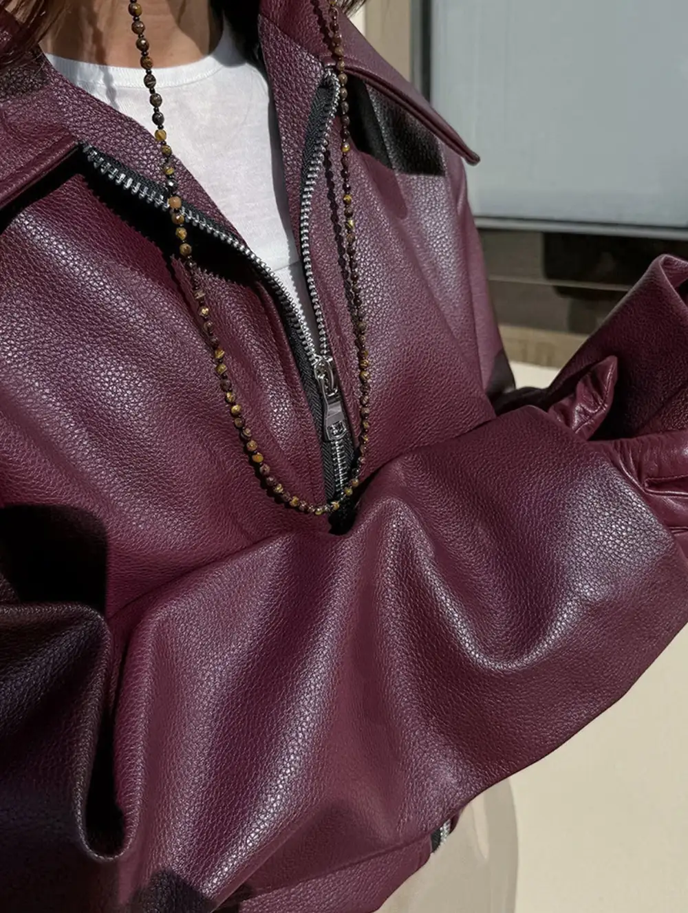 Loose Fitting Motorcycle Leather Jacket