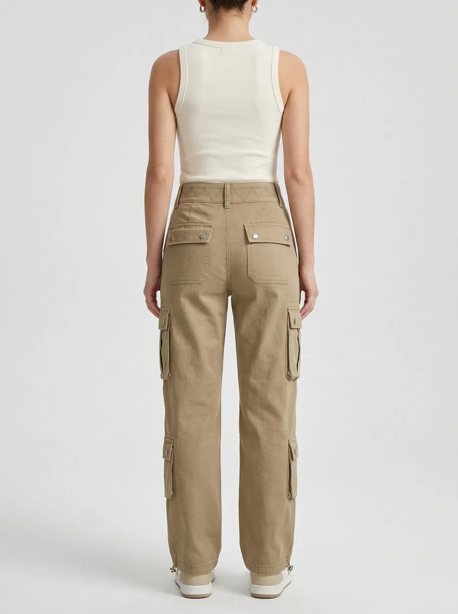 Flexible Utility Style Multi Pocket Finish Women's Multi Pocket Cargo Pants