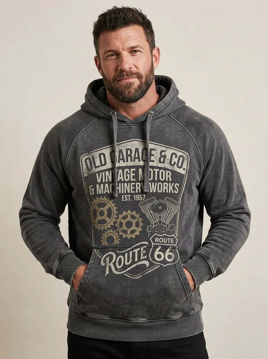 Men's Vintage Garage Vintage Highway Gear Graphic Hoodie