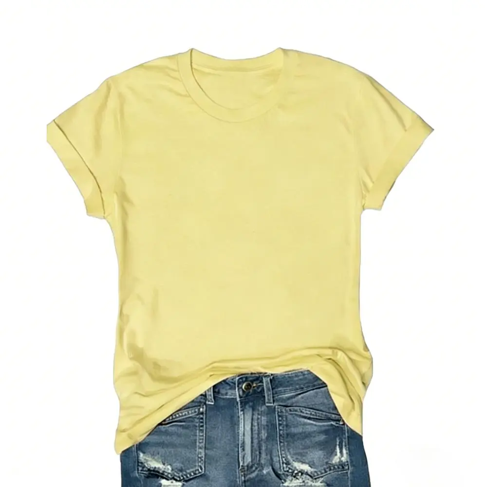 Women's Short Sleeve T-Shirts Multipack, Solid Color Round Neck Casual Tee Tops