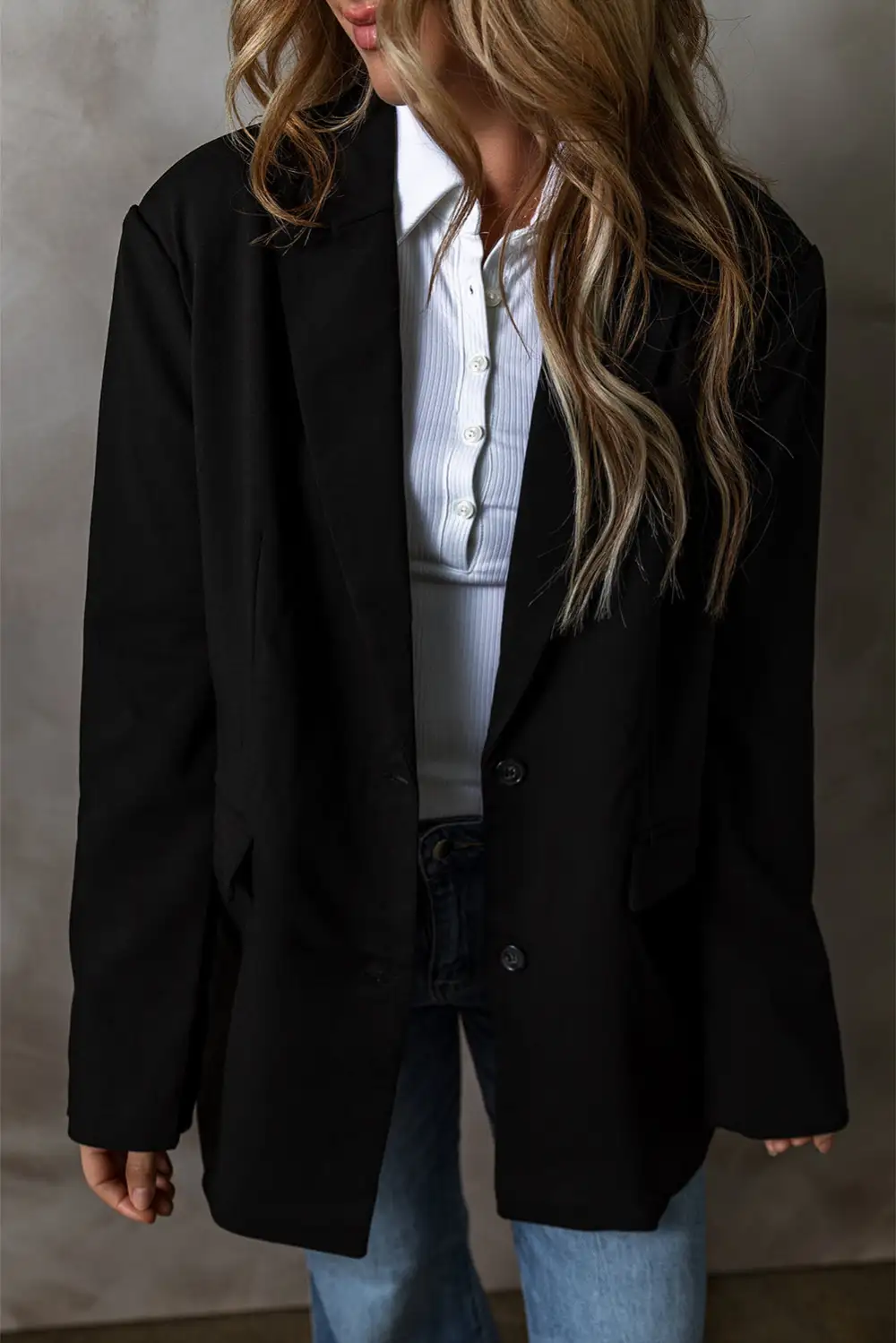 Single-Breasted Lapel-Collar Blazer
