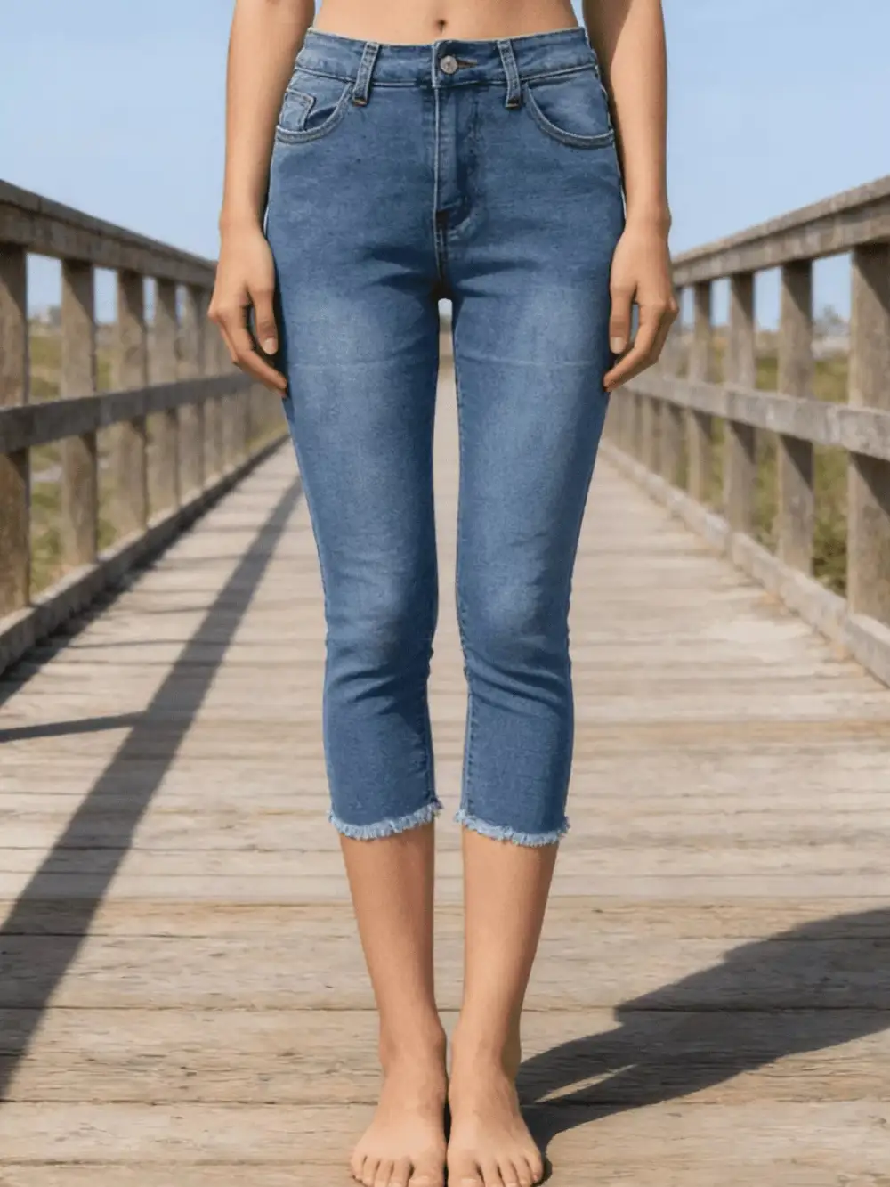 Easy Raw Hem Denim Jeans