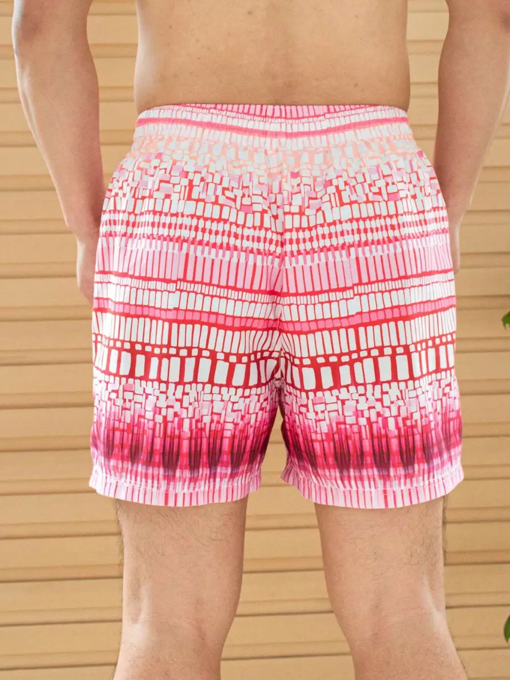 Men's Geometric Print Drawstring Swim Trunks
