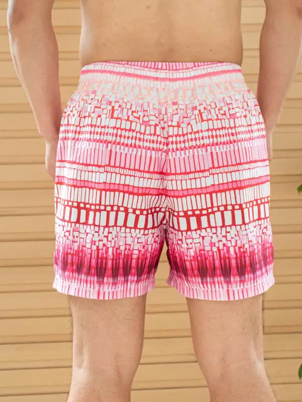 Men's Geometric Print Drawstring Swim Trunks