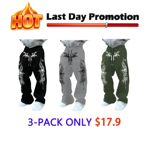 Men's Casual Slant Pocket Loose-Fit Drawstring Pants, Geometric Pattern Print Sweatpants, All-Season Comfortable Men's Clothing