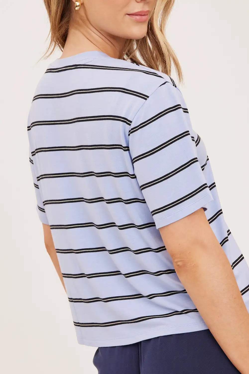 Striped Crew Neck Cropped Boxy Tee