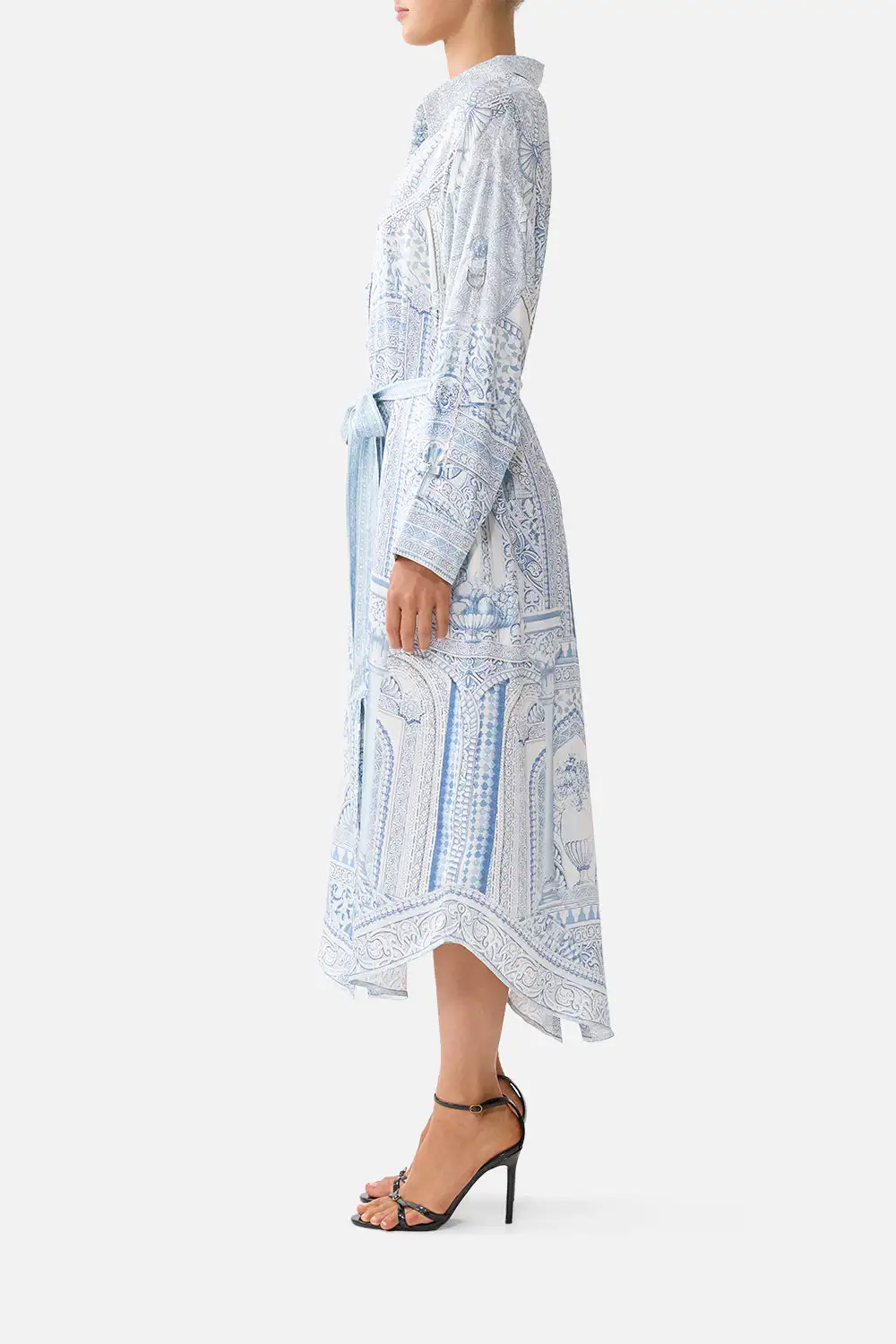 Printed Shirt Dress with Back Button Detail