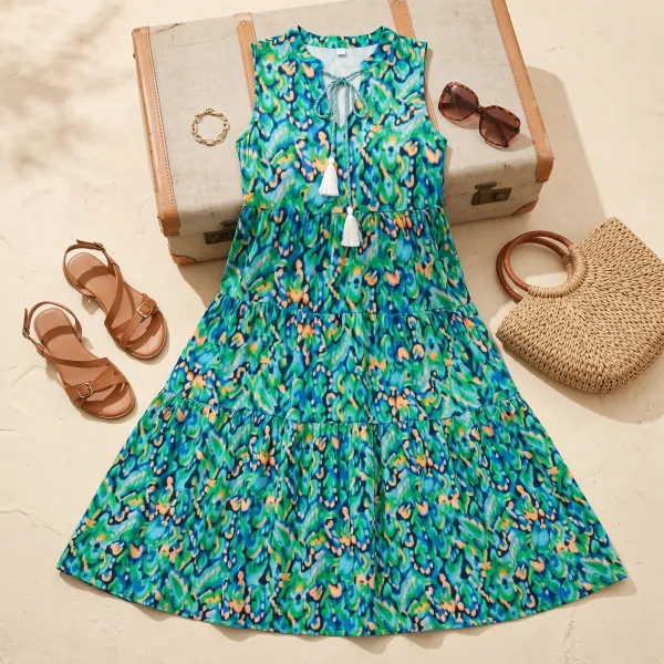 Tiered Floral Boho Midi Dress