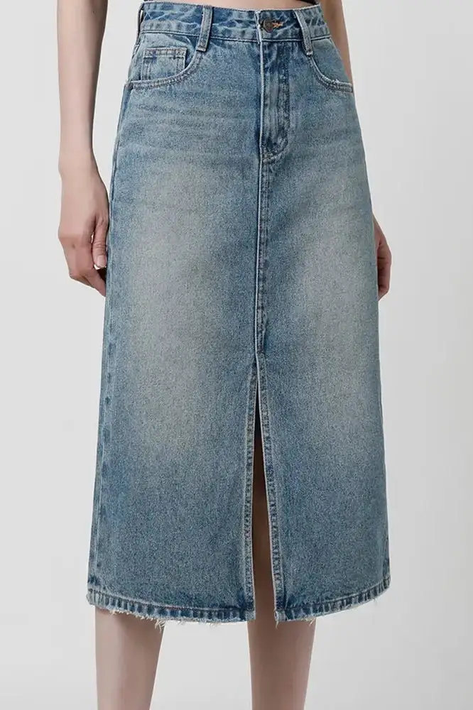 Denim Slit Maxi Skirt
