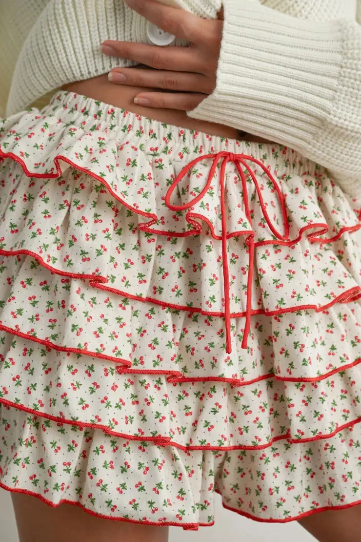 Mini Roomy Cotton Blend Casual Skirt