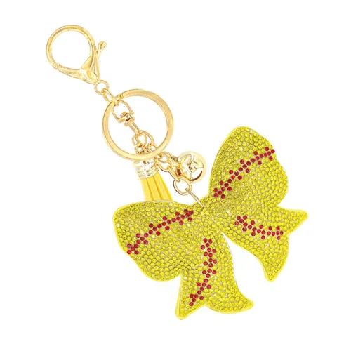 Softball Ribbon Charm Keychain