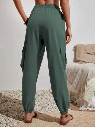 Drawstring Pocketed Cargo-Detail Jogger Pants