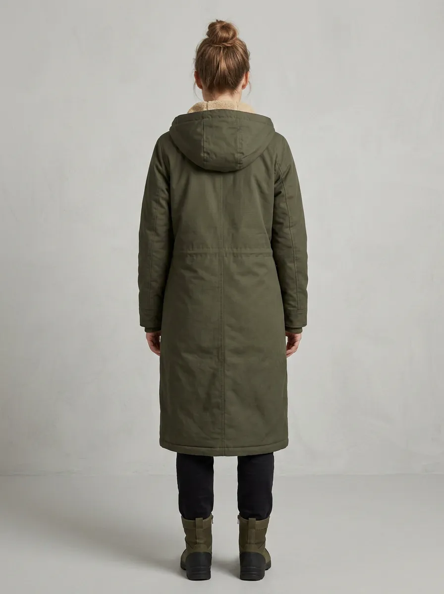 Street Sherpa-Lined Hooded Long Parka Coat