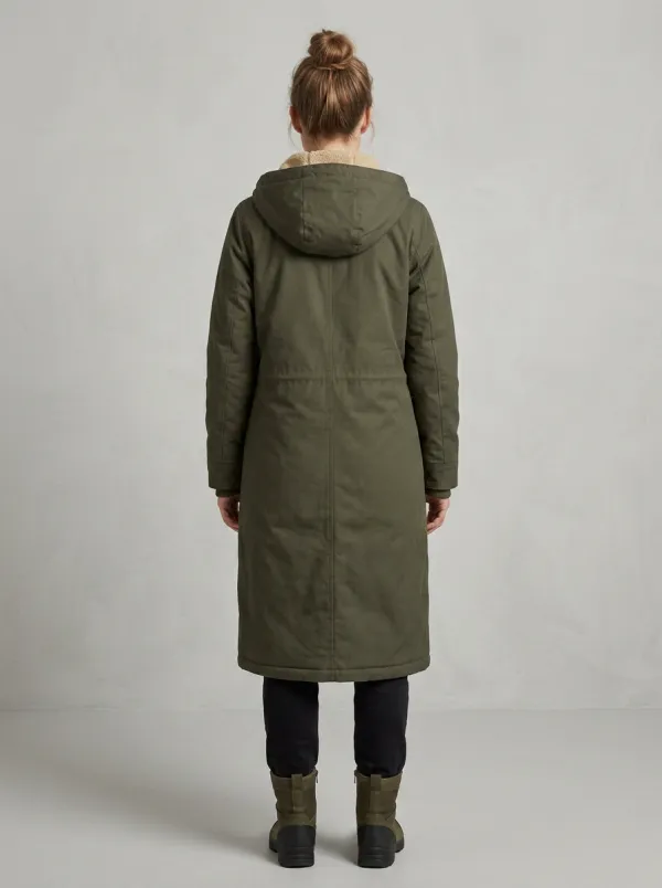 Street Sherpa-Lined Hooded Long Parka Coat